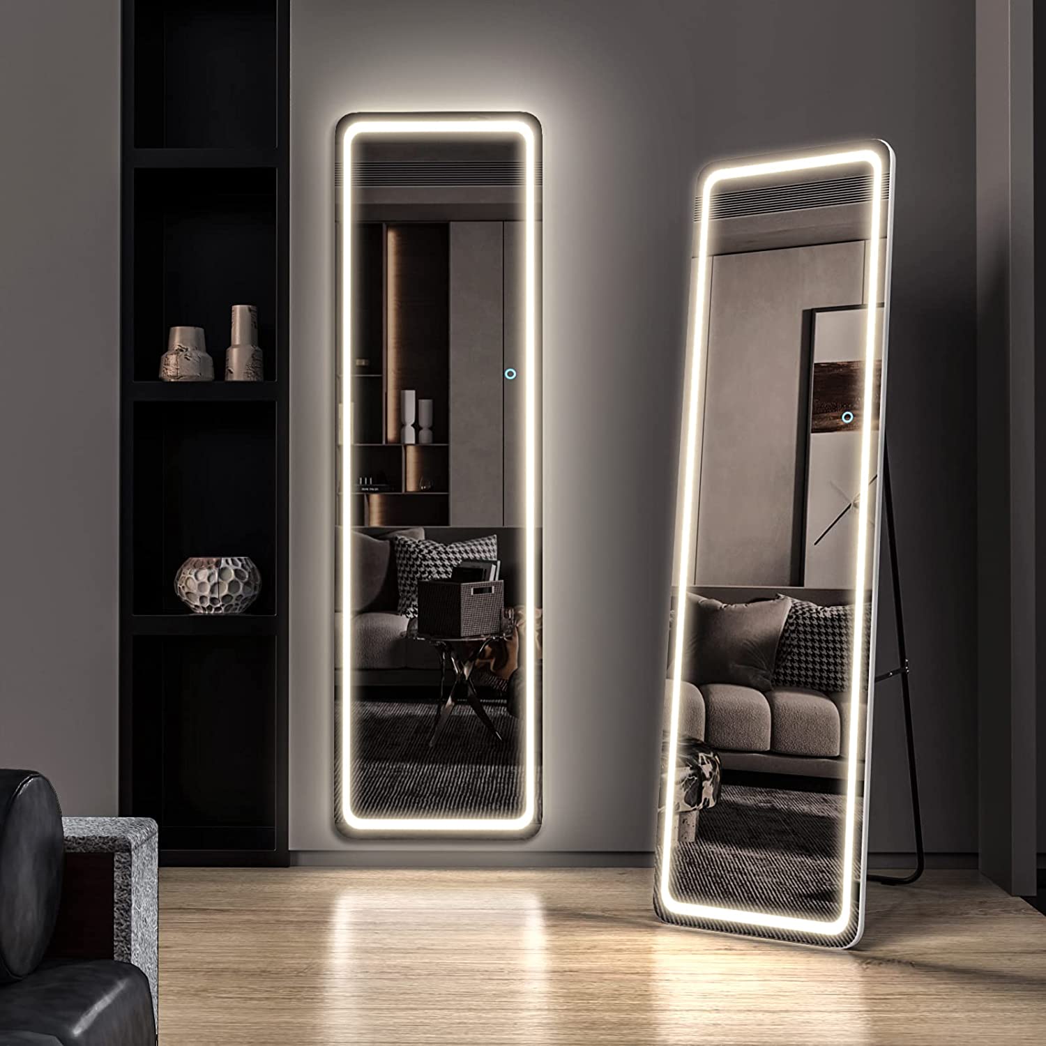 PANGU 63"x16" Full Length Floor Mirror LED Whole Body Mirror, Wall