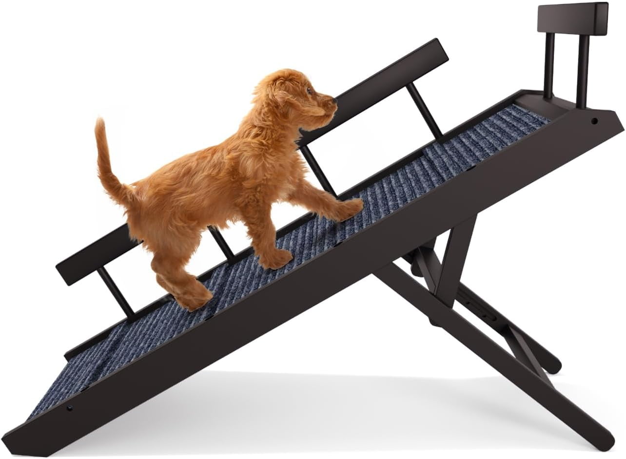 PANGU Adjustable Dog Ramp for Small Dogs Wooden Pet Ramp for Bed Dog