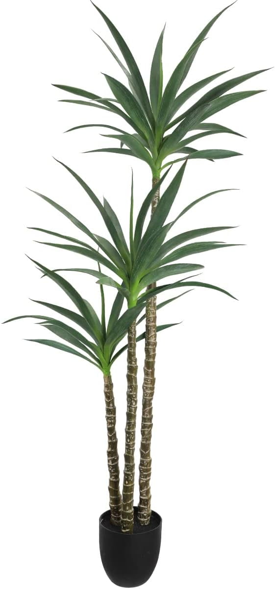 PANGU Artificial Tree Faux Agave Plant 5.3FT Fake Tree Dracaena Tree with 3 Heads in Potted Tall