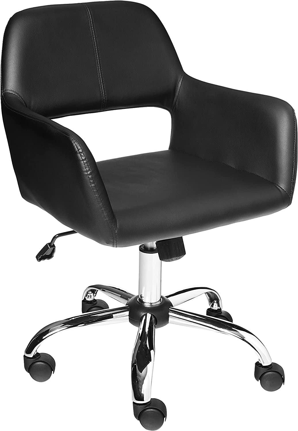 PANGU Chair PU Faux Leather Seat Vintage Arm Chair with Metal Legs
