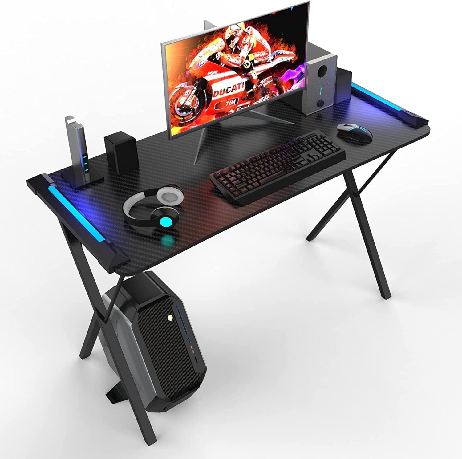 PANGU Gaming Desk with led Lights,RGB Gaming Desk,Gaming Table,Led