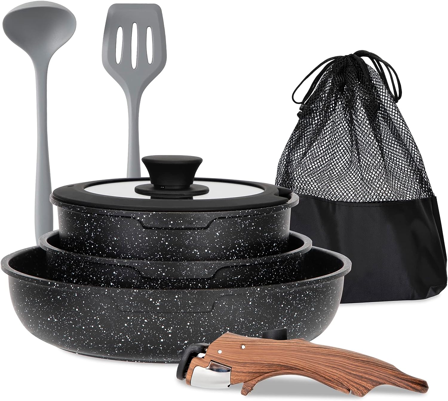 PANGU Induction Cookware Set 10 Piece Nonstick Pots and Pans with