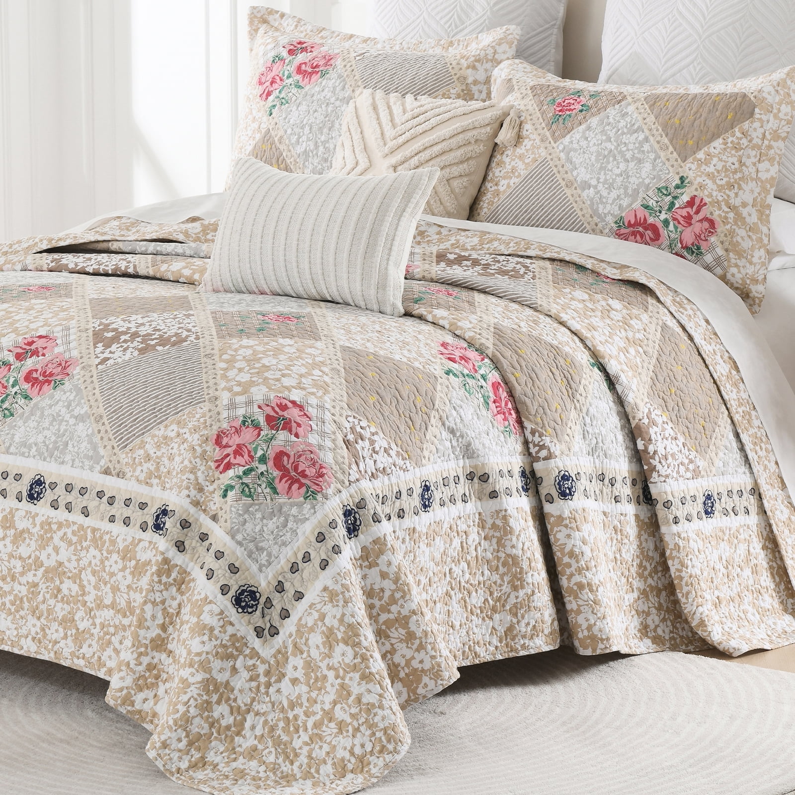 PANGUSHAN 100% Cotton 128"x120" Oversized California King Bedspread