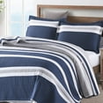 PANGUSHAN 100 Cotton Navy Blue Queen Size Quilt Set, Lightweight