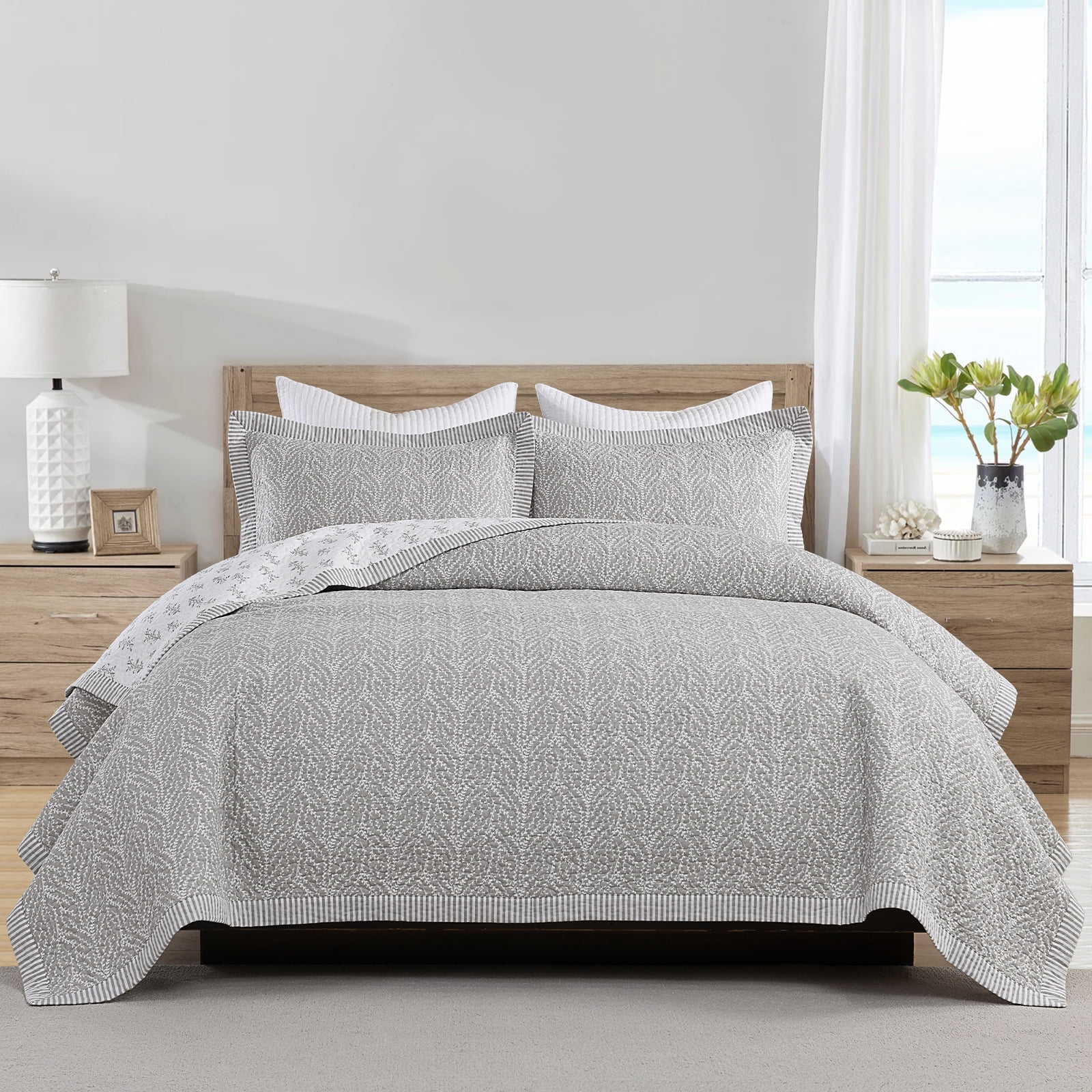PANGUSHAN 100% Cotton Queen Quilt Set, Farmhouse Queen Size Quilt ...