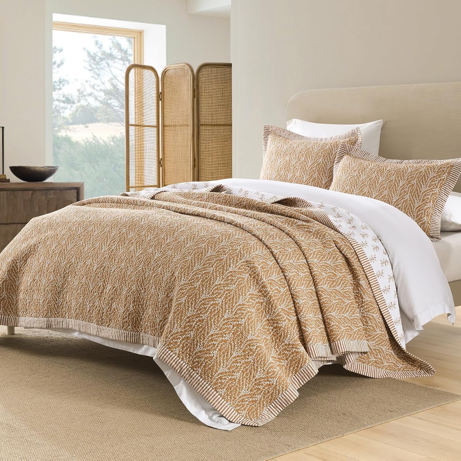 PANGUSHAN 100% Cotton Queen Quilt Set, Farmhouse Queen Size Quilt ...