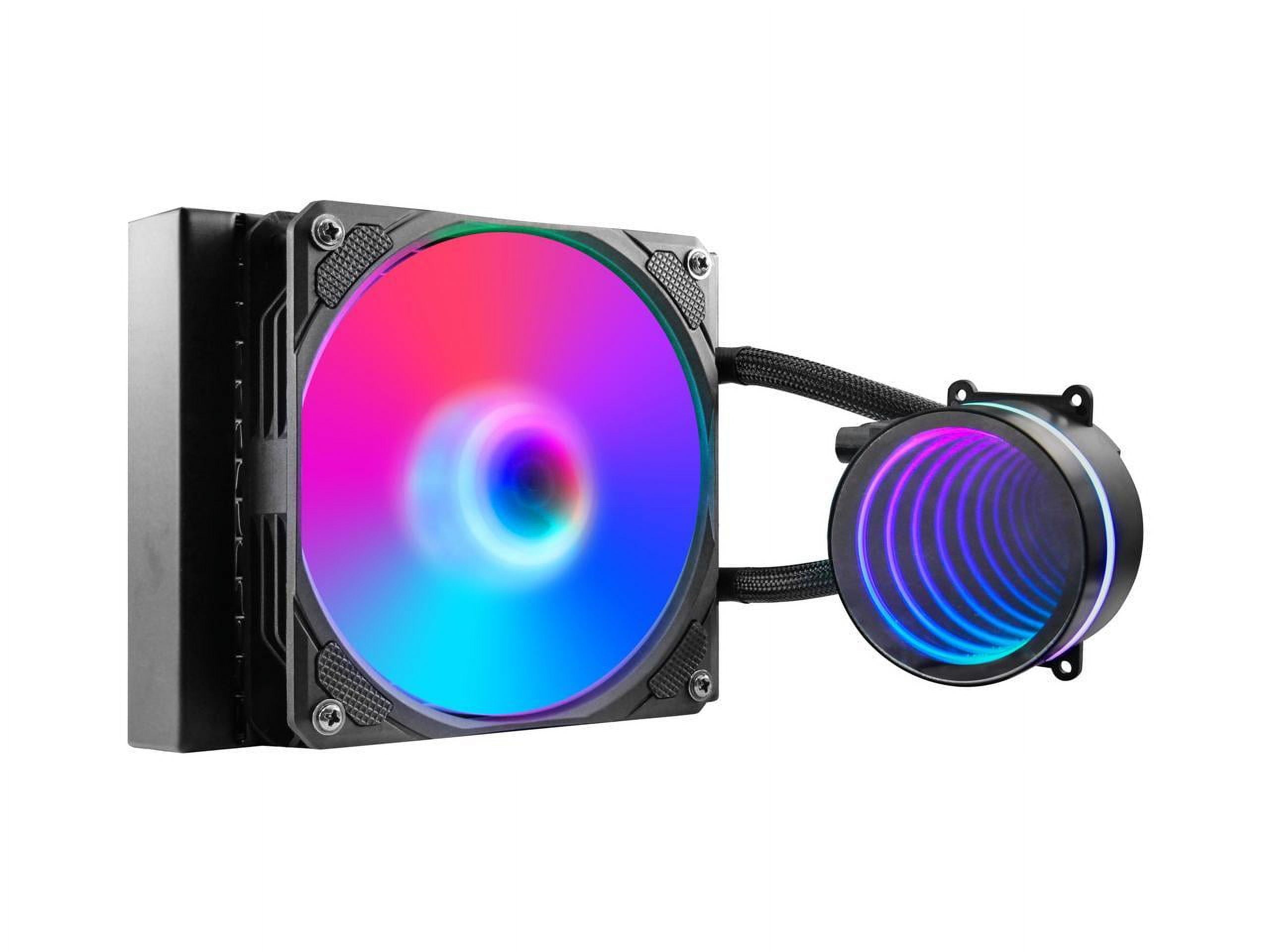 PANO-MOUNTS 120mm AIO CPU Liquid Cooler Water Cooling ARGB PWM Sync Infinite Mirror Pump Easy Installation High Compatibility Water Cooler PC Solution Compatible with LGA1700/1200/115X AM5/AM4