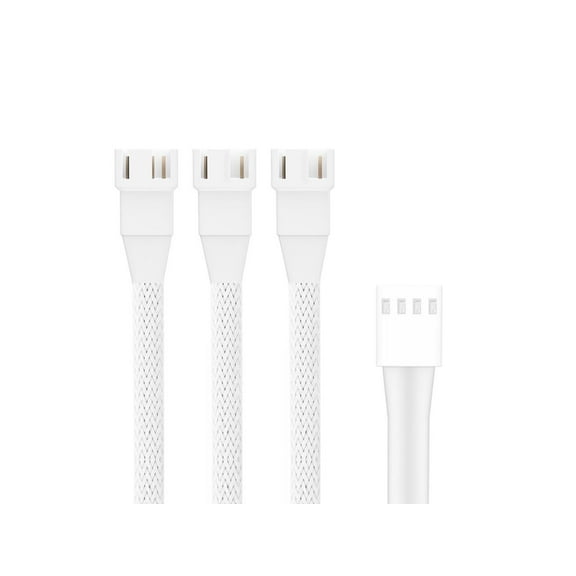 PANO-MOUNTS 2 Pack 4Pin PWM Fan Splitter Cable, 1 to 3 Ways Fan Hub, PC Fan Extension Cable for Motherboard, Case & CPU Cooling Fans, White