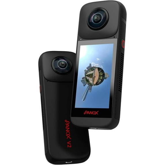 PANOX V2 360 Action Camera,5.7K 360 HDR Video,72MP 360° Photo+5.7K30FPS 360° Video+4K 360° Live Streaming,3-inch Smart Touchscreen,AI Editing,with Extension Rod, Lens Cap,Memory Card