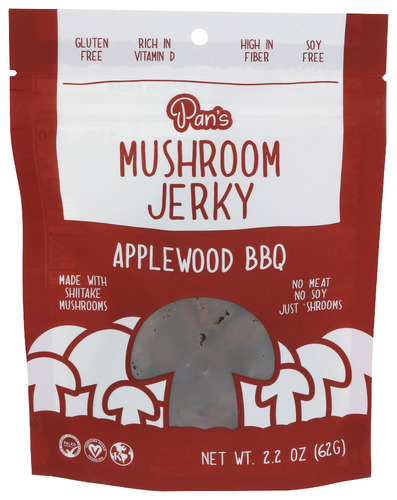 PANS Jerky Mushroom Applewood BBQ 2.2 oz (Pack of 6)