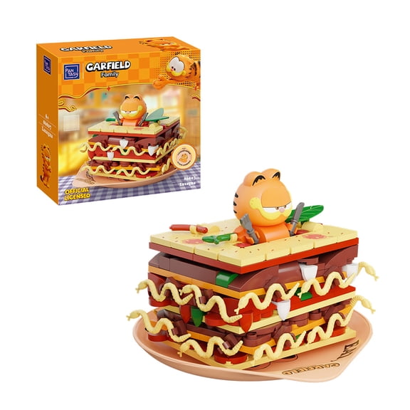 PANTASY Garfield Foodie Series Lasagna Model Building Kit with Garfield Figures Retro Cartoon Desktop Ornament Perfect Gift for Garfield Fans