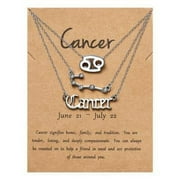 MALLMALL6 3Pcs Cancer Zodiac Layer Necklaces,Retro Gold Plated (Silver)