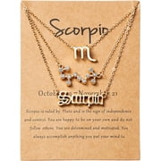 TOTF PANTIDE 3Pcs Constellation Zodiac Layer Necklaces for Women Girls, Retro 14K Gold Plated 12 Constellation Pendant Necklace Exquisite Letter Horoscope Old English Zodiac Sign Jewelry Birthday Gift