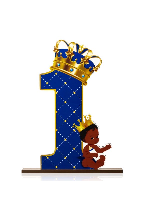 Royal Prince Number 1 Ornament Wooden Table Decoration for Birthday Party,1pc