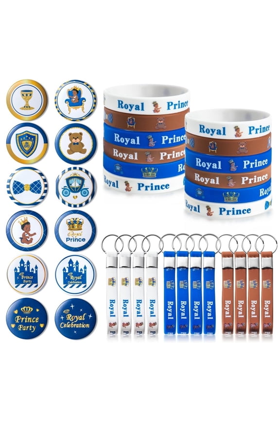 Royal Prince Party Favors Silicone Keychains Rubber 36Pcs