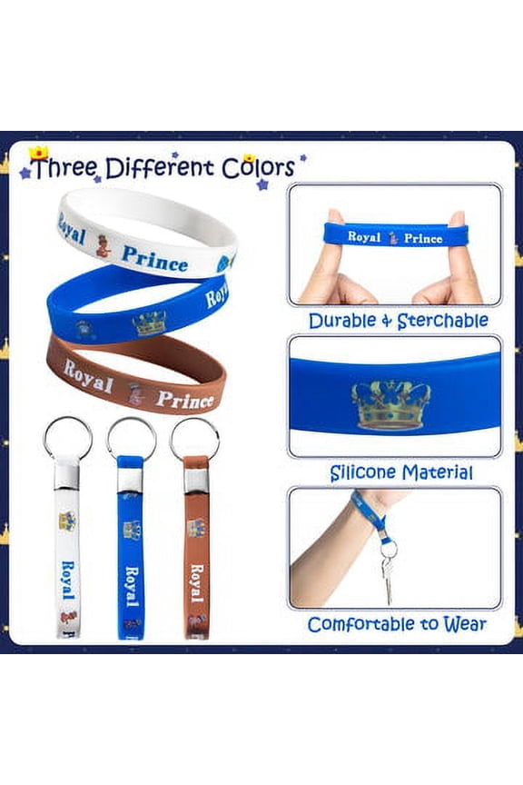 Royal Prince Party Favors Silicone Keychains, 36Pack