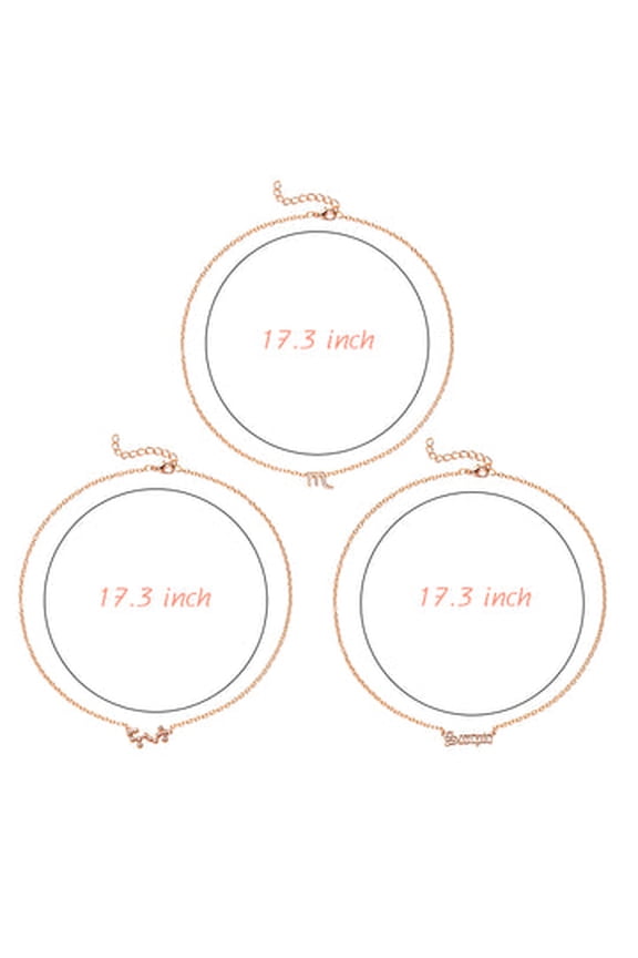 Zodiac Layer Necklaces, Rose Gold , 3Pack