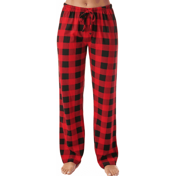 MLDRA Women Pajama Pants Lightweight Cute Comfy Pj Bottom With Pockets Stretch Plaid Sleepwear,2025 Fall Red