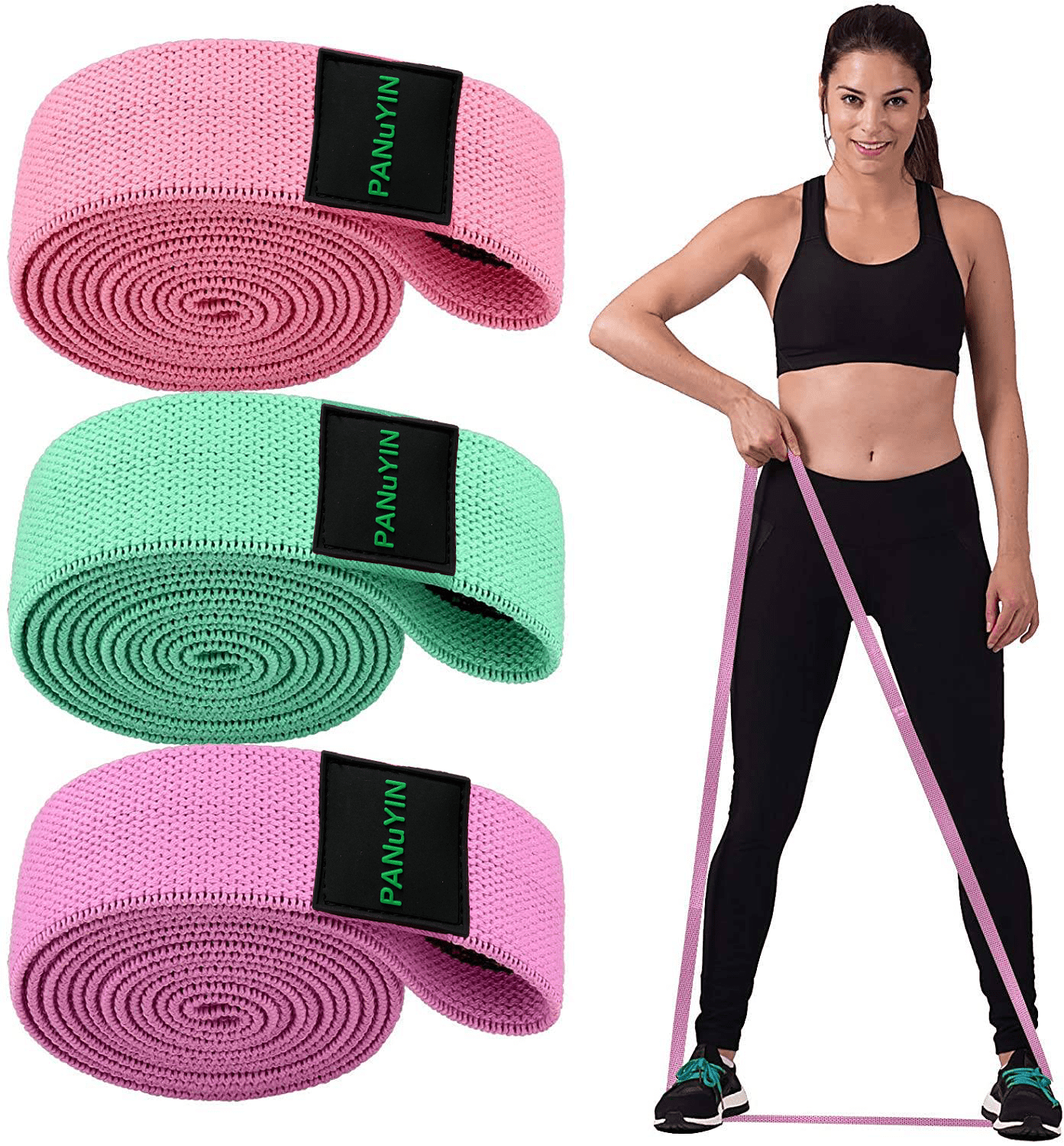 PANuYIN Fabric Resistance Bands Set for Yoga, Pilates