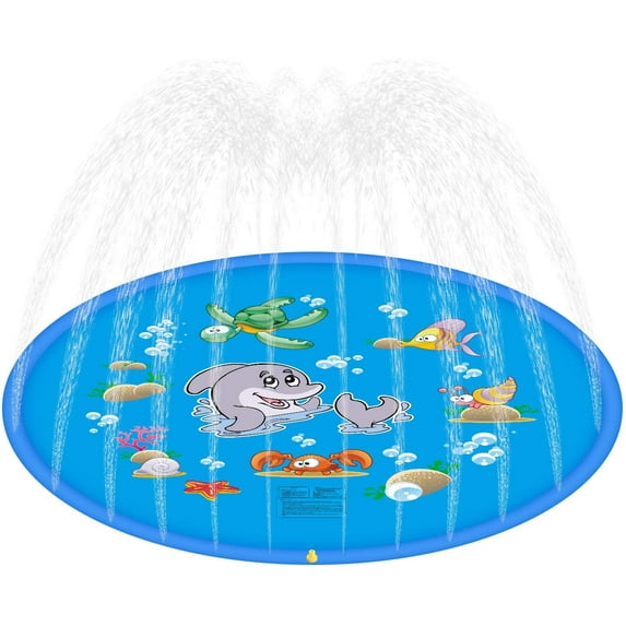 PANuYIN Upgraded 68" Splash Pad, Sprinkler & Splash Play Mat, Inflatable Summer Outdoor Sprinkler Pad Water Toys Fun for Children, Infants, Toddlers, Boys, Girls and Kids