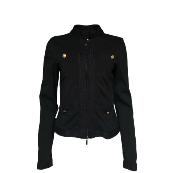 PAOLA FRANI Women's Giacca Zip Up Sweater Jacket 10 Black