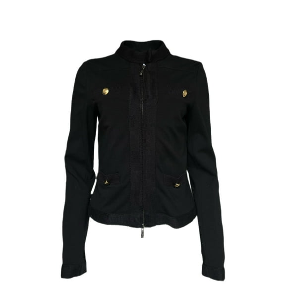 PAOLA FRANI Women's Giacca Zip Up Sweater Jacket 8 Black