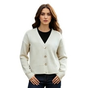 PAOLA RIBONI Comfortable Women's Drop Shoulder Cardigan in Chic Black, Trendy Oversized Knitted Sweater for All-Day Wear and Cozy Style