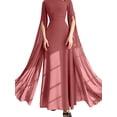 thumbnail image 1 of PAOLA RIBONI Elegant Long Sleeve Wedding Guest Dress in Classic Black, Modest 1pc Evening Gown with Cape Sleeve for Women, Perfect for Formal Occasions, 1 of 15