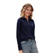 PAOLA RIBONI Trendy and Comfortable Womens Half-Zip Pullover Featuring Relaxed Fit and Chic Ribbed Design, Perfect for Daily Wear and Cozy Nights