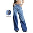 thumbnail image 1 of PAOLA RIBONI Unique Color-Blocked Washed Denim Cut-Off Jeans in Versatile Colors Loose Fit Summer and Fall Fashion Essential for Chic Streetwear Styles, 1 of 8