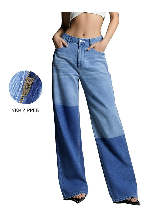 Unique Color-Blocked Washed Denim Cut-Off Jeans in Versatile Colors Loose Fit Summer and Fall Fashion Essential for Chic Streetwear Styles