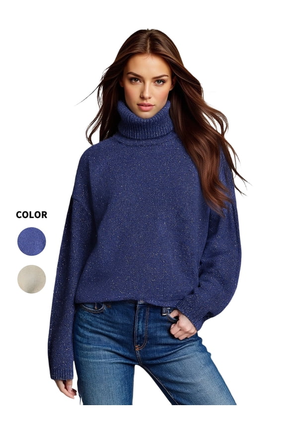 Versatile Turtleneck Pullover Sweater With Lurex Knots In Trendy Colors Relaxed Fit Crafted From Premium Blends Comfort And Style Combined