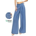 thumbnail image 1 of PAOLA RIBONI Women's Wide Leg Jeans, Baggy Denim Pants with Stretchy Mid Waist, Soft Loose Fit Palazzo Trousers for Women, 1 of 13