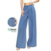 PAOLA RIBONI Women's Wide Leg Jeans, Baggy Denim Pants with Stretchy Mid Waist, Soft Loose Fit Palazzo Trousers for Women