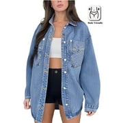 PAOLA RIBONI Womens Denim Jacket Wash Jean Jacket Coats with Pockets