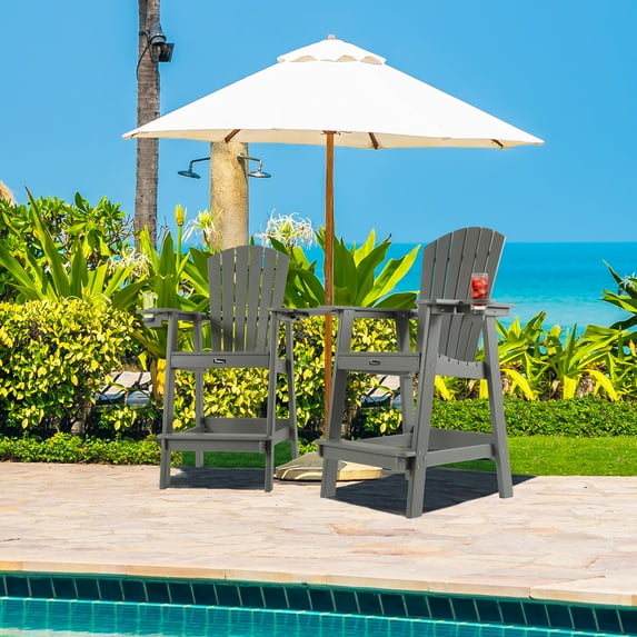 PAOLFOX 2 Tall Adirondack Chairs with Connecting Tray