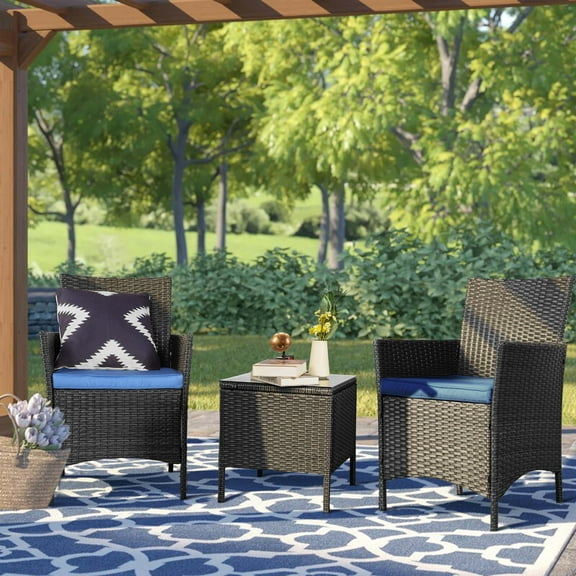 PAOLFOX 3 Pieces Wicker Patio Furniture Set