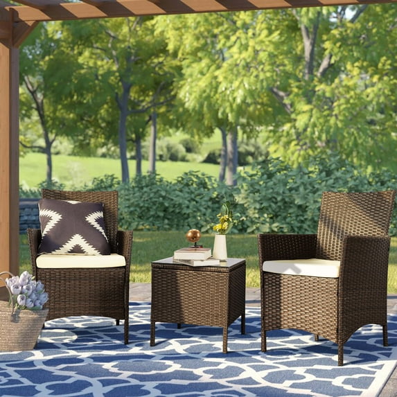 PAOLFOX 3 Pieces Wicker Patio Furniture Set