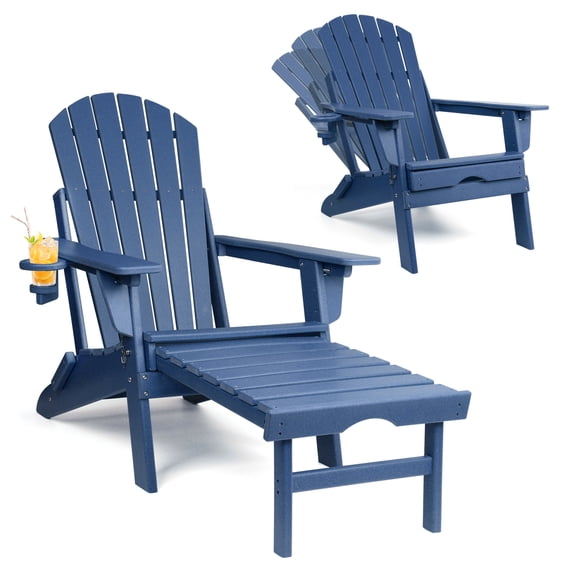 PAOLFOX Adjustable Backrest and Folding Adirondack Chair with Ottoman