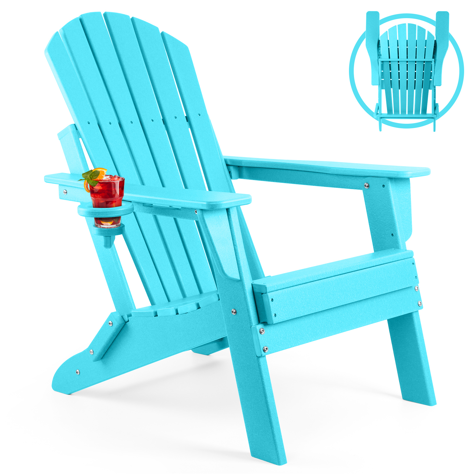 Adirondack Folding Chair- Aruba Blue & White main image 1