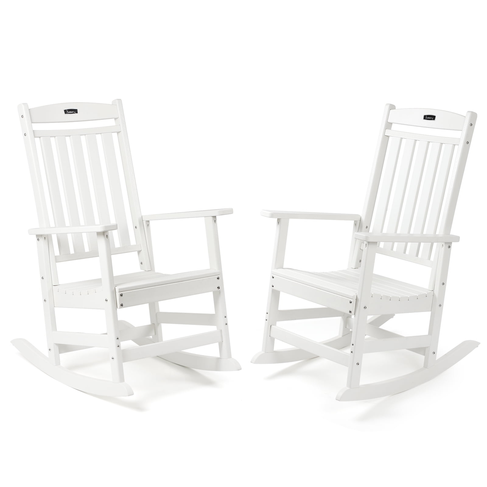PAOLFOX Patio High Back Plastic Rocking Chair Set of 2, White - Walmart.com