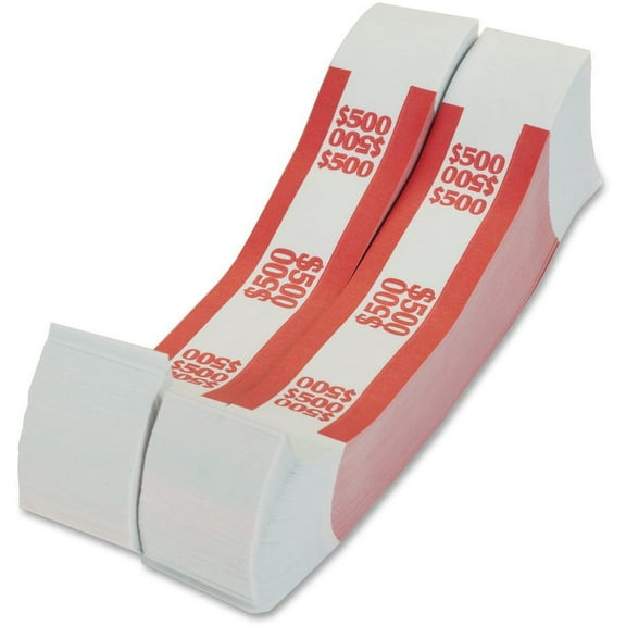 PAP-R Currency Straps - 1.25" Width - Total $500 in $5 Denomination - Self-sealing, Self-adhesive, Durable - 20 lb Paper Weight - Kraft - White, Red | Bundle of 2 Boxes