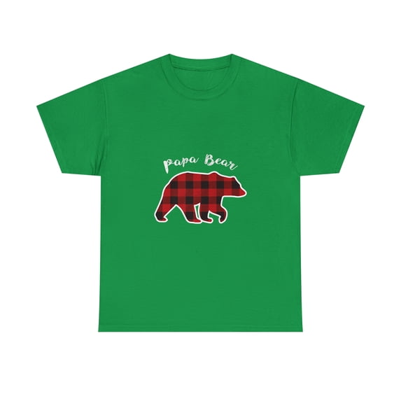 PAPA BEAR Men Red Plaid Christmas Pajama Family Dad Gift T-Shirt