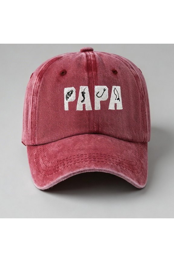 PAPA Embroidered Vintage Street Style Washed Distressed Unisex Baseball Cap for Casual Outdoor Activities Sun Hat