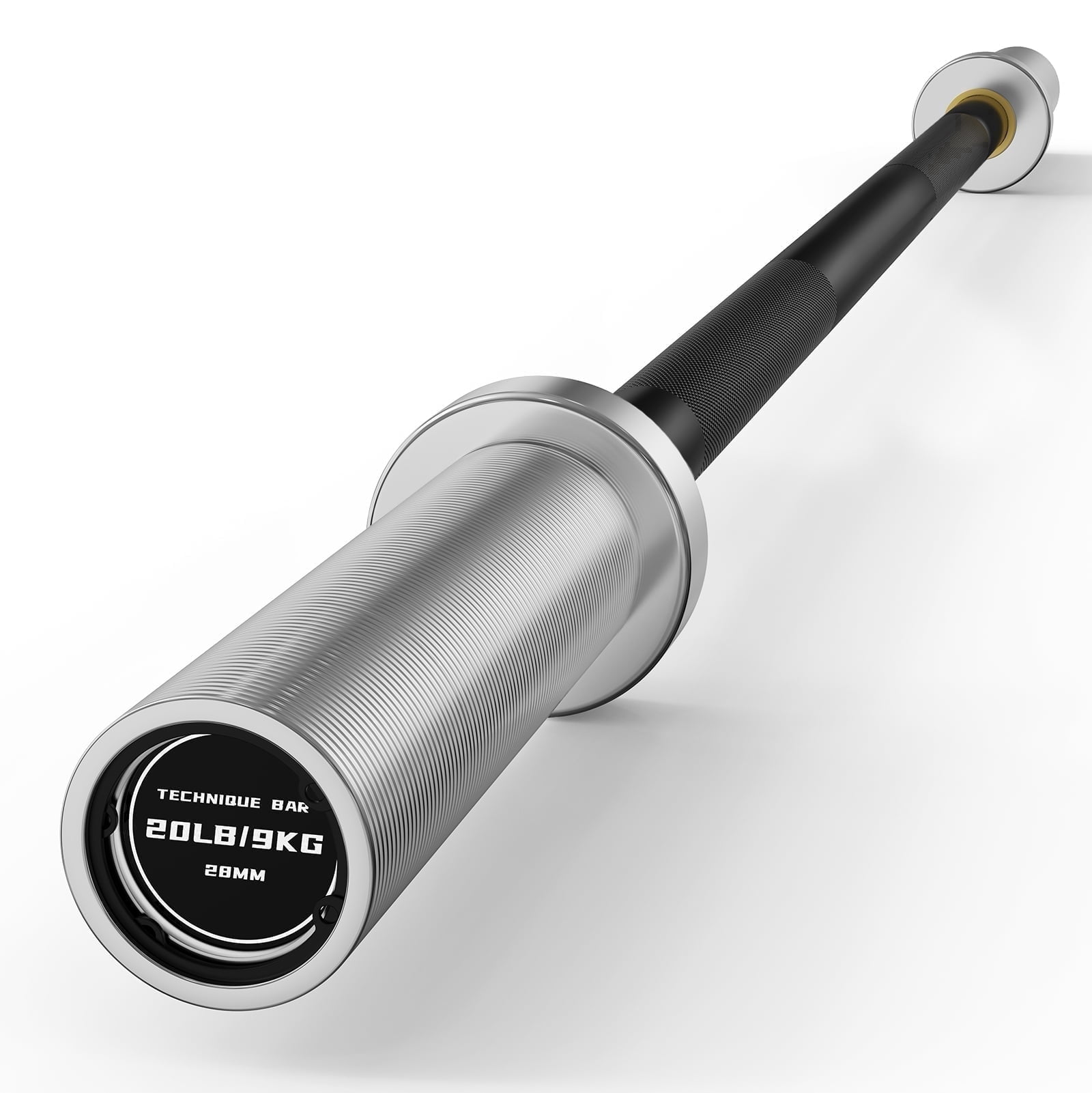 ROALW 4 FT Olympic Barbell Bar - 500 lb Capacity for Weightlifting, Powerlifting, Deadlift & Squat - Strength Training Barbell, Black Silver