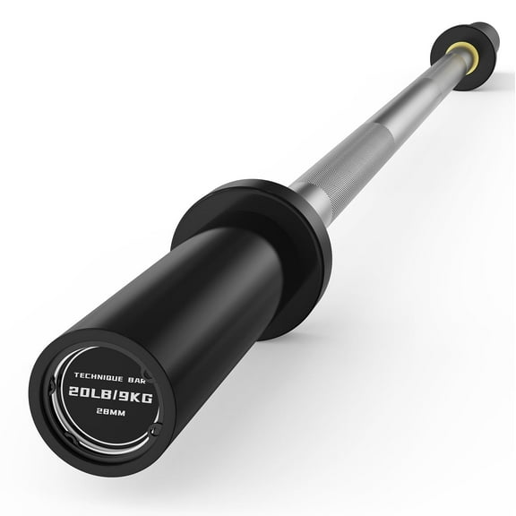 PAPABABE 4 FT Olympic Barbell Bar - 500 lb Capacity for Weightlifting, Powerlifting, Deadlift & Squat - Strength Training Barbell, Silver Black