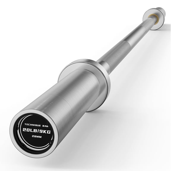 ROALW 4FT Olympic Barbell, 500LB Capacity 2-Inch Olympic Weight Bar, Heavy Duty Barbell for Squats, Deadlifts & Powerlifting, Fits 2-Inch Plates, Silver