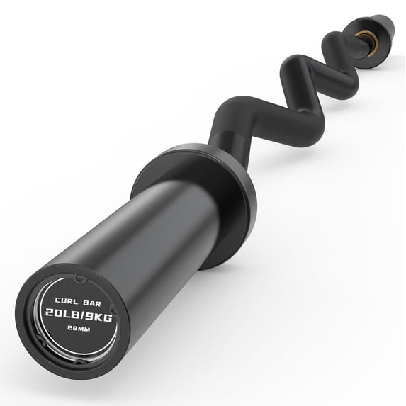 ROALW EZ Curl Bar, 47-Inch Olympic Barbell for Bicep & Tricep Workouts - 500 LB Capacity, Compatible with 2-Inch Weight Plates, Ideal for Home Gym Strength Training, Black