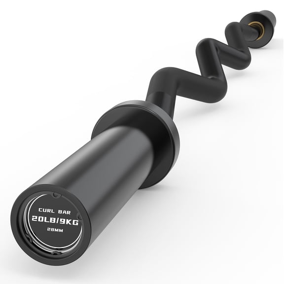 ROALW EZ Curl Bar, 47-Inch Olympic Barbell for Bicep & Tricep Workouts - 500 LB Capacity, Compatible with 2-Inch Weight Plates, Ideal for Home Gym Strength Training, Black