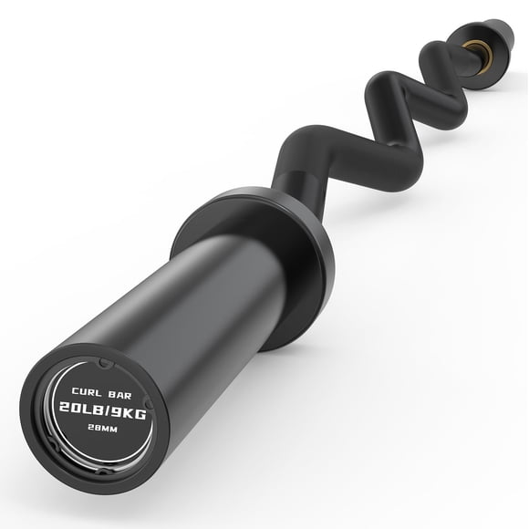 ROALW EZ Curl Bar, 47-Inch Olympic Barbell for Bicep & Tricep Workouts - 500 LB Capacity, Compatible with 2-Inch Weight Plates, Ideal for Home Gym Strength Training, Black